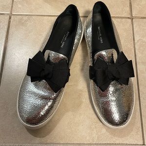 Val Crackled metallic leather slip-on
